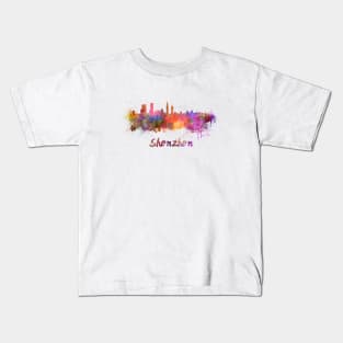 Shenzhen skyline in watercolor Kids T-Shirt